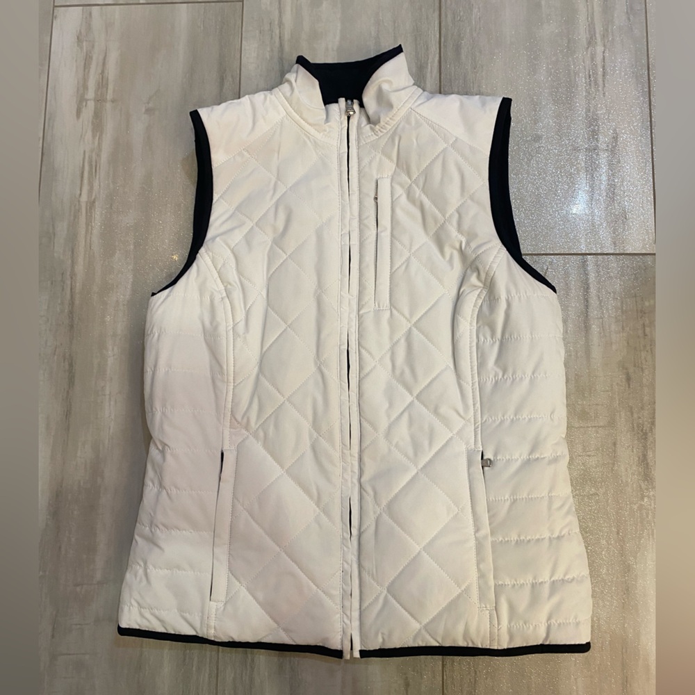 Lauren by Ralph Lauren Black and White Reversible Insulated Puffer Vest, Small - Picture 8 of 14